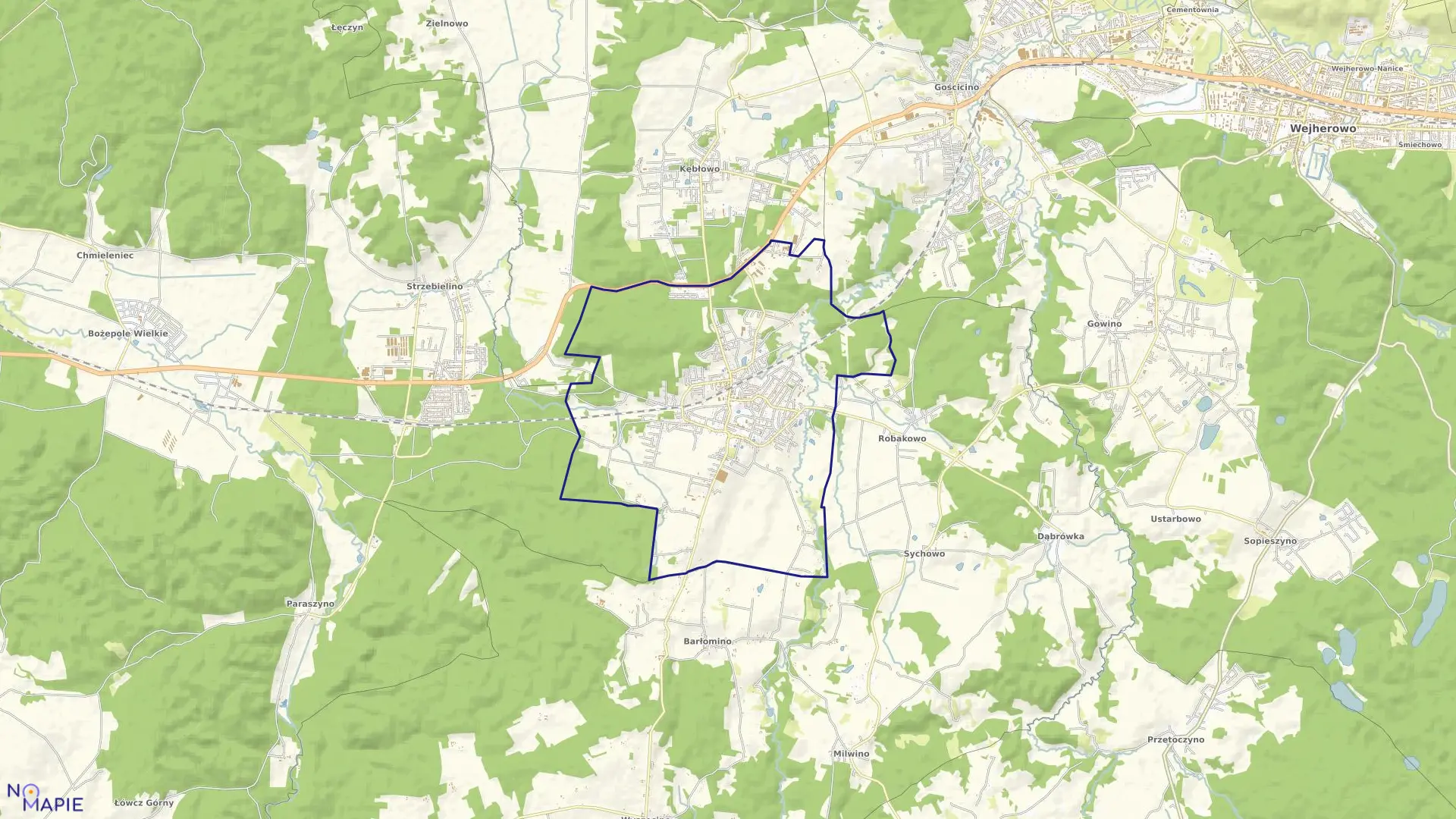 Mapa obrębu Luzino w gminie Luzino